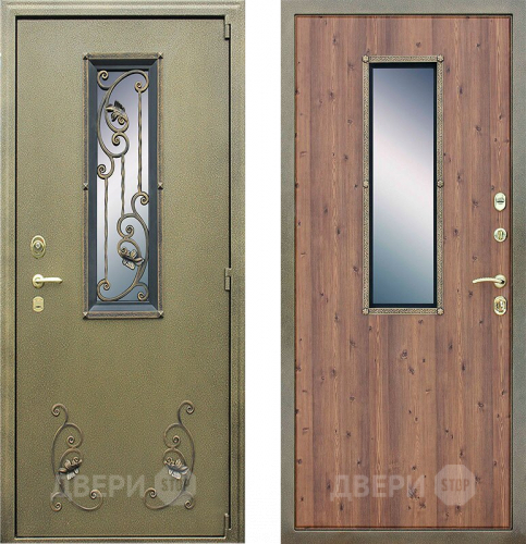 Входная металлическая Дверь Йошкар с окном и ковкой в Пущино