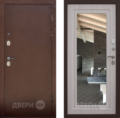 Входная металлическая Дверь Снедо Сити Эш Вайт с зеркалом в Пущино