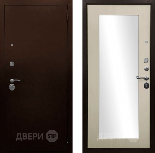 Входная металлическая Дверь Ратибор Оптима 3К зеркало Лиственница беж в Пущино