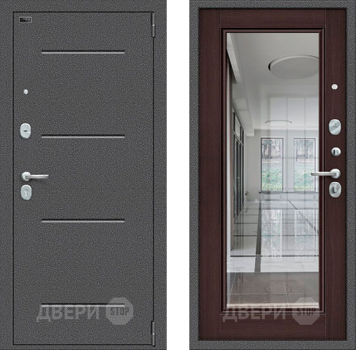 Входная металлическая Дверь Bravo Porta S-2 104/П61 с зеркалом венге в Пущино