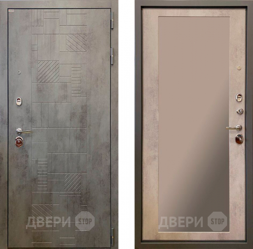 Дверь Ратибор Тетрис 3К с зеркалом Бетон светлый в Пущино