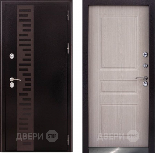 Дверь Заводская Урал с декором Термо Беленый дуб (с терморазрывом) в Пущино