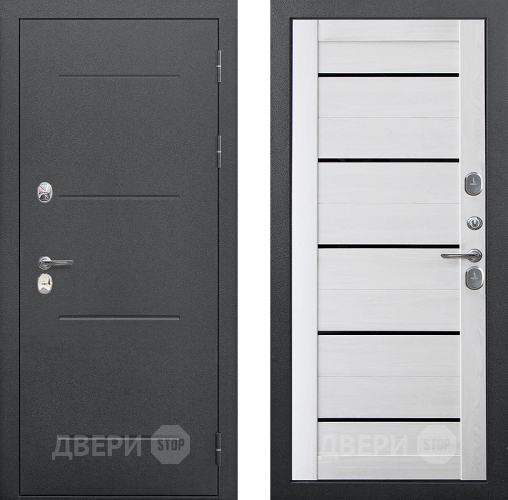 Входная металлическая Дверь Цитадель Isoterma Серебро/Астана милки (черная лакобель) в Пущино