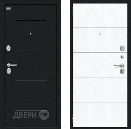 Входная металлическая Дверь внутреннего открывания Bravo Граффити-1 Инсайд Букле черное/Snow Art в Пущино