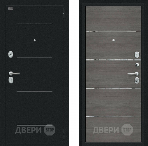 Входная металлическая Дверь Bravo Лайн Букле черное/Grey Veralinga в Пущино
