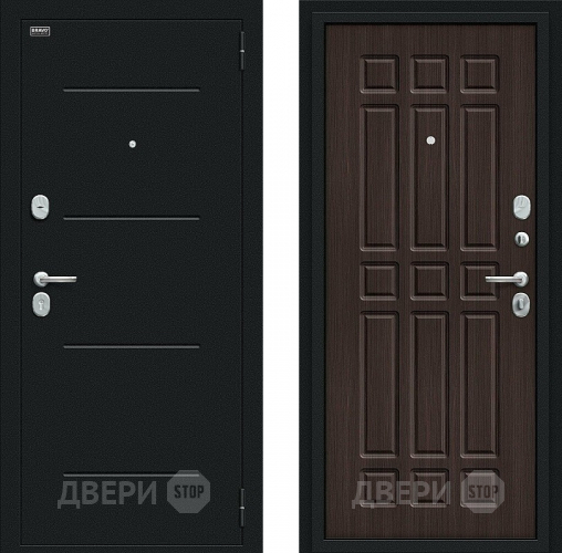 Входная металлическая Дверь Bravo Мило Букле черное/Wenge Veralinga в Пущино