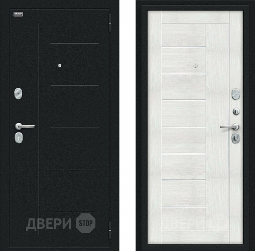 Входная металлическая Дверь Bravo Проф Букле черное/Bianco Veralinga в Пущино