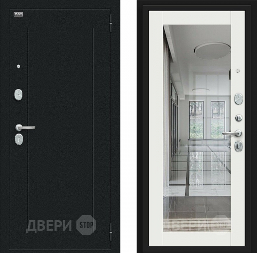 Входная металлическая Дверь Bravo Флэш Букле черное/Off-white в Пущино