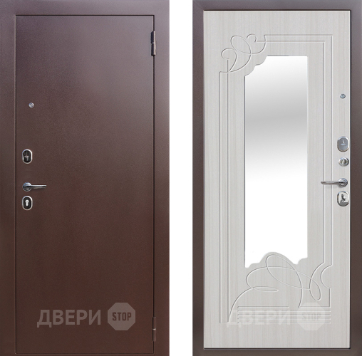 Входная металлическая Дверь Цитадель Ампир Зеркало Белый ясень в Пущино