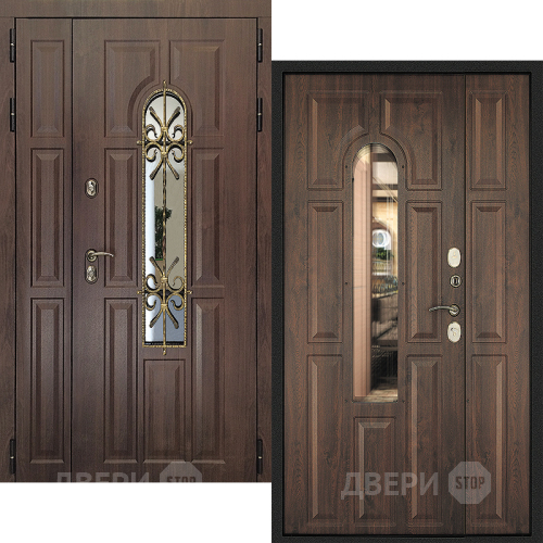 Входная металлическая Дверь Дверной Континент Лион Двустворчатая Темный орех в Пущино
