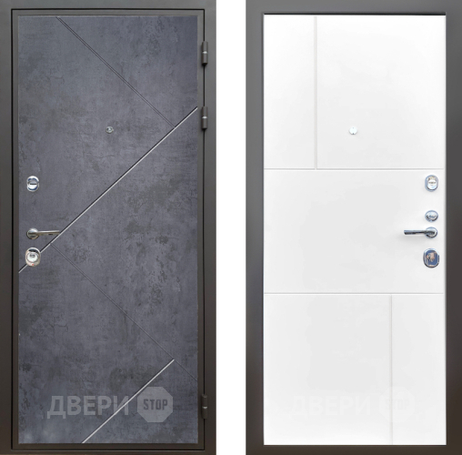 Входная металлическая Дверь Шелтер (SHELTER) Комфорт Бетон урбан индиго 8 Белый матовый в Пущино