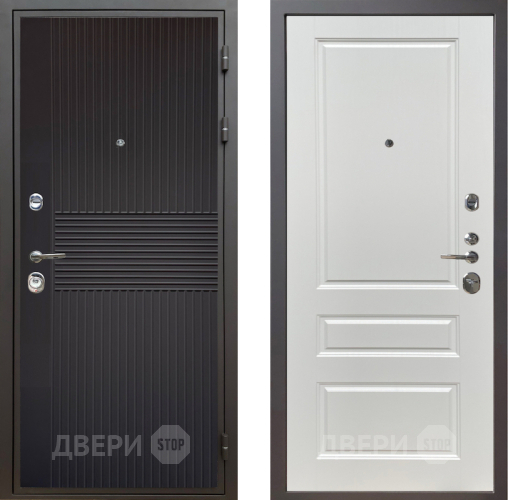 Входная металлическая Дверь Шелтер (SHELTER) Комфорт Черная шагрень 1 Белый ясень в Пущино