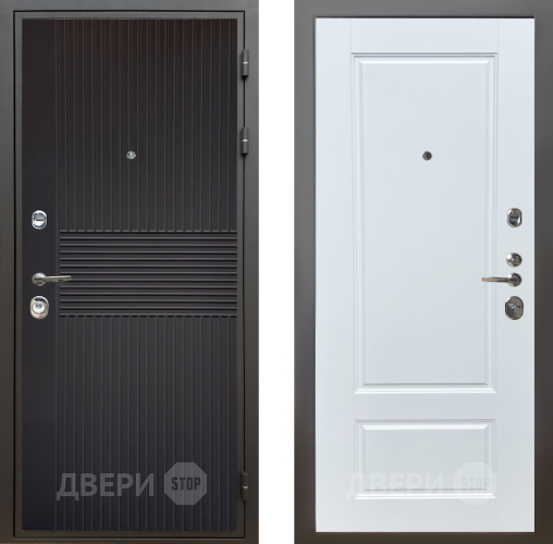Входная металлическая Дверь Шелтер (SHELTER) Комфорт Черная шагрень 4 Белый матовый в Пущино