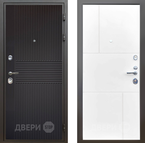 Входная металлическая Дверь Шелтер (SHELTER) Комфорт Черная шагрень 8 Белый матовый в Пущино