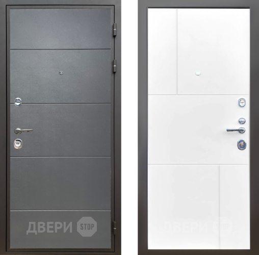 Входная металлическая Дверь Шелтер (SHELTER) Комфорт Лофт графит 8 Белый матовый в Пущино
