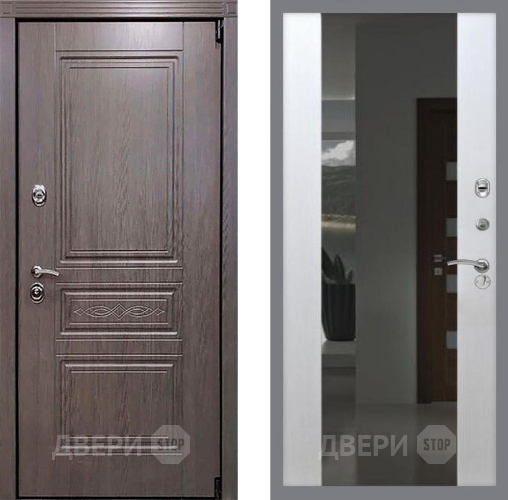 Входная металлическая Дверь Рекс (REX) Пренмиум-S СБ-16 Зеркало Белый ясень в Пущино