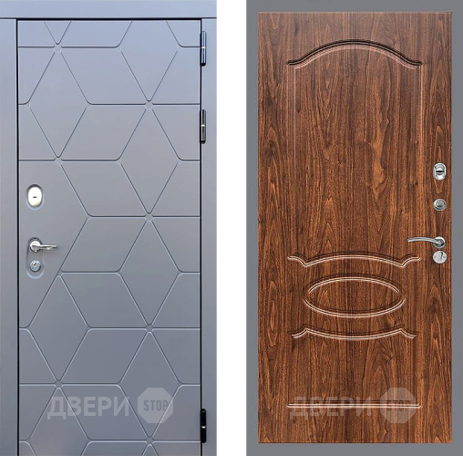 Входная металлическая Дверь Стоп КОСМО ФЛ-128 орех тисненый в Пущино