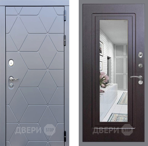 Входная металлическая Дверь Стоп КОСМО Зеркало ФЛ-120 Венге в Пущино