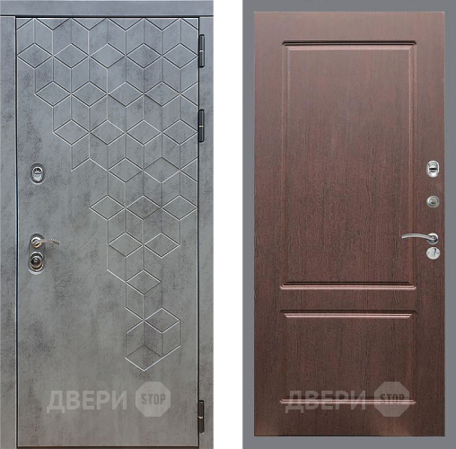 Входная металлическая Дверь Стоп БЕТОН ФЛ-117 Орех премиум в Пущино