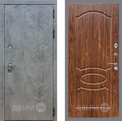 Входная металлическая Дверь Стоп БЕТОН ФЛ-128 орех тисненый в Пущино