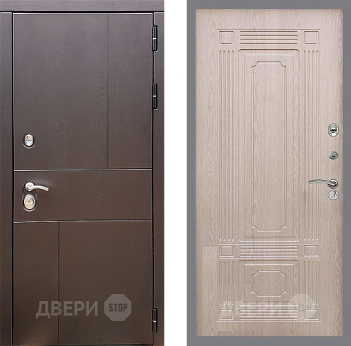 Входная металлическая Дверь Стоп УРБАН ФЛ-2 Беленый дуб в Пущино