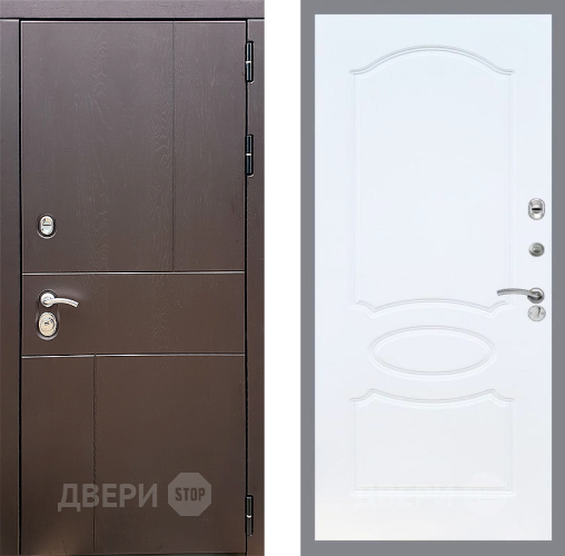 Входная металлическая Дверь Стоп УРБАН ФЛ-128 Белый ясень в Пущино