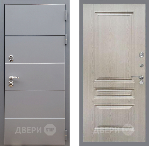 Входная металлическая Дверь Стоп АРТ ГРАФИТ ФЛ-243 Беленый дуб в Пущино