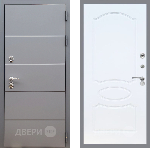 Входная металлическая Дверь Стоп АРТ ГРАФИТ ФЛ-128 Белый ясень в Пущино