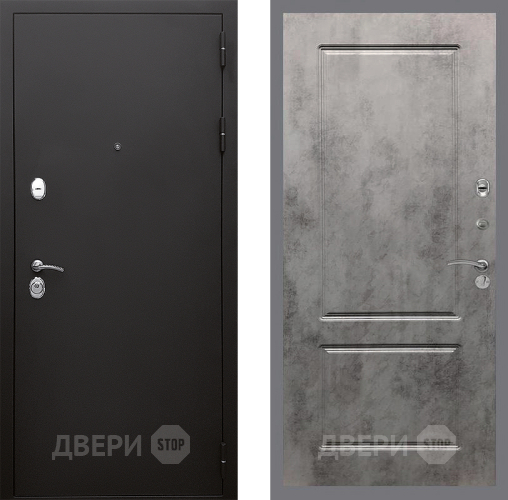 Входная металлическая Дверь Стоп КЛАССИК Шагрень ФЛ-117 Бетон темный в Пущино
