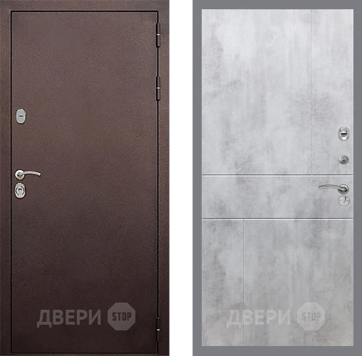 Входная металлическая Дверь Стоп КЛАССИК Медь ФЛ-290 Бетон светлый в Пущино