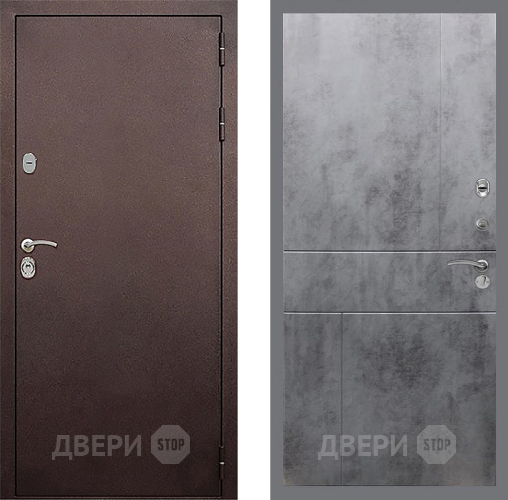 Входная металлическая Дверь Стоп КЛАССИК Медь ФЛ-290 Бетон темный в Пущино