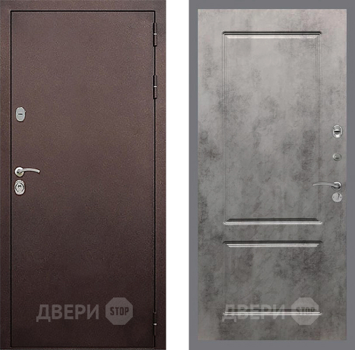 Входная металлическая Дверь Стоп КЛАССИК Медь ФЛ-117 Бетон темный в Пущино