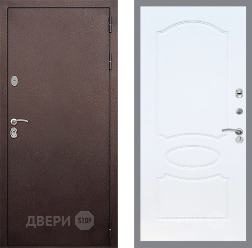 Входная металлическая Дверь Стоп КЛАССИК Медь ФЛ-128 Белый ясень в Пущино