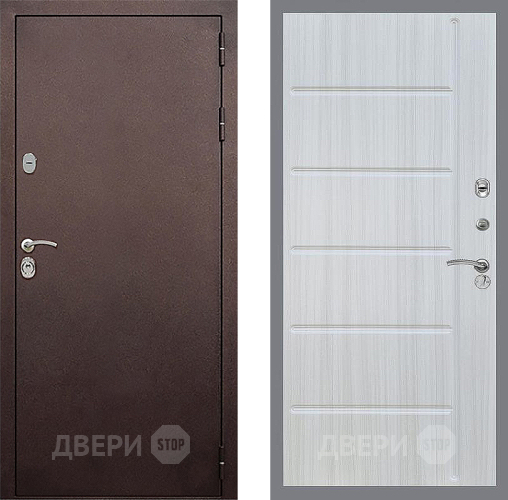 Входная металлическая Дверь Стоп КЛАССИК Медь ФЛ-102 Сандал белый в Пущино