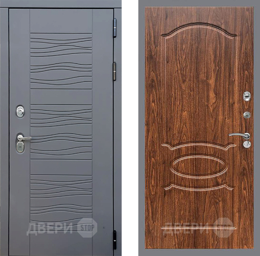 Входная металлическая Дверь Стоп СКАНДИ ФЛ-128 орех тисненый в Пущино