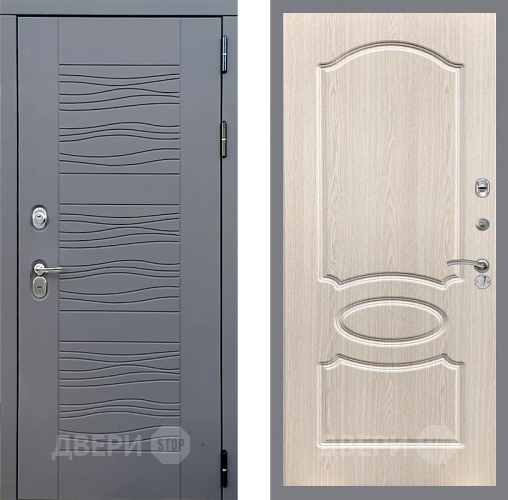 Входная металлическая Дверь Стоп СКАНДИ ФЛ-128 Беленый дуб в Пущино