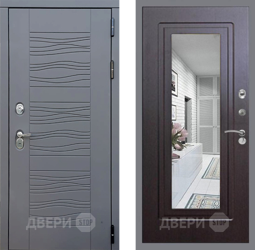 Входная металлическая Дверь Стоп СКАНДИ Зеркало ФЛ-120 Венге в Пущино