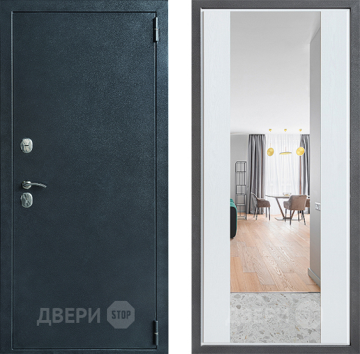 Дверь Дверной континент ДК-70 Дизайн ФЛЗ-1 Зеркало Белое дерево в Пущино