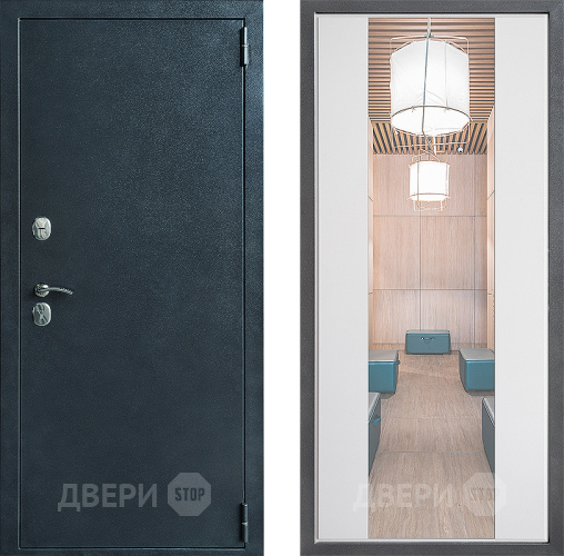 Входная металлическая Дверь Дверной континент ДК-70 Дизайн ФЛЗ-1 Зеркало Белый софт в Пущино
