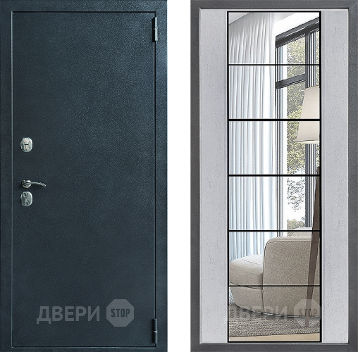 Входная металлическая Дверь Дверной континент ДК-70 Дизайн ФЛЗ-2 Зеркало Бетон светлый в Пущино