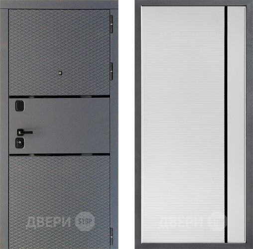 Входная металлическая Дверь Дверной континент Диамант Дизайн ФЛ-757 Черное Стекло Софт милк в Пущино