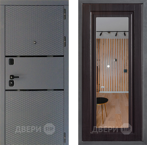 Входная металлическая Дверь Дверной континент Диамант Дизайн ФЛЗ Зеркало Венге в Пущино