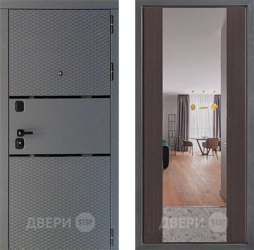 Входная металлическая Дверь Дверной континент Диамант Дизайн ФЛЗ-1 Зеркало Венге в Пущино