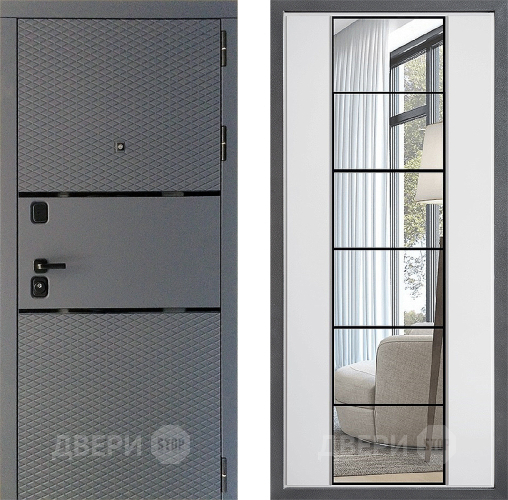 Входная металлическая Дверь Дверной континент Диамант Дизайн ФЛЗ-2 Зеркало Белый софт в Пущино