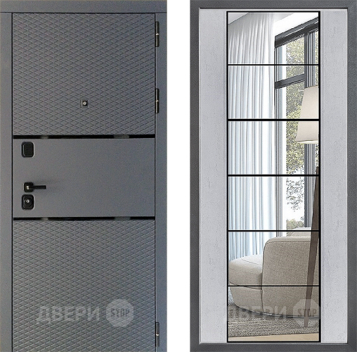 Входная металлическая Дверь Дверной континент Диамант Дизайн ФЛЗ-2 Зеркало Бетон светлый в Пущино