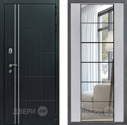Входная металлическая Дверь Дверной континент Теплолюкс Дизайн ФЛЗ-2 Зеркало Бетон светлый в Пущино