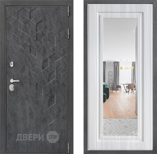 Входная металлическая Дверь Дверной континент ДК-3/713 ФЛЗ Зеркало Сандал белый в Пущино