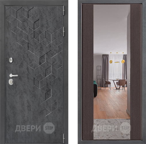 Входная металлическая Дверь Дверной континент ДК-3/713 ФЛЗ-1 Зеркало Венге в Пущино