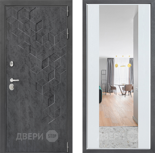 Входная металлическая Дверь Дверной континент ДК-3/713 ФЛЗ-1 Зеркало Белое дерево в Пущино