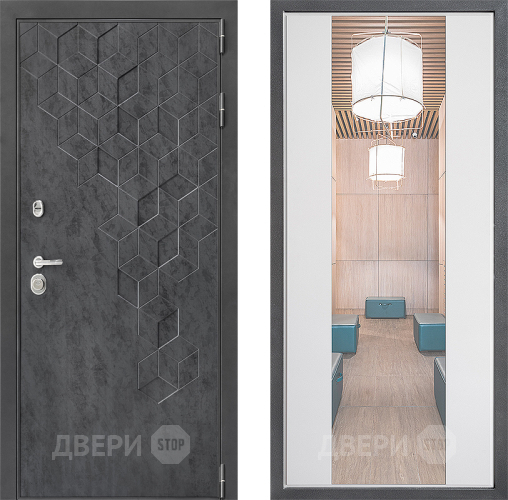 Входная металлическая Дверь Дверной континент ДК-3/713 ФЛЗ-1 Зеркало Белый софт в Пущино